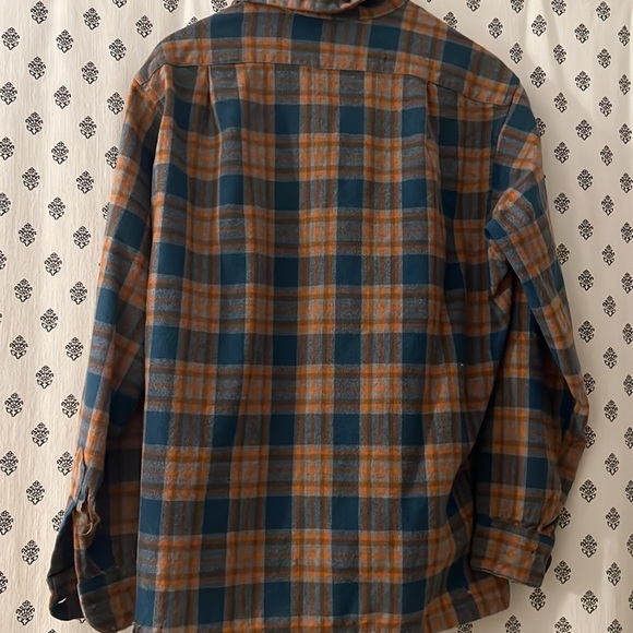 VTG Pendleton Orange and Blue Wool Men’s Flannel Size L - Picture 12 of 15
